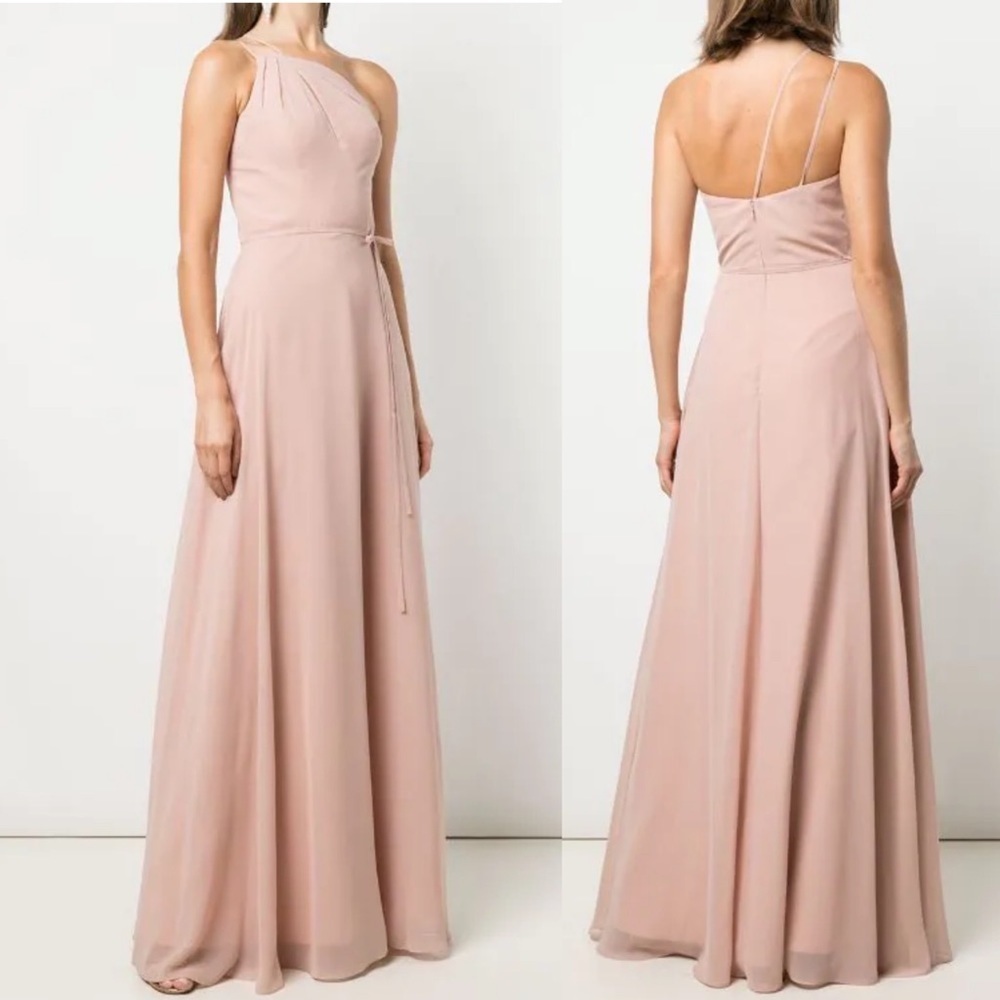 Marchesa Notte Bridesmaids Pescara one-shoulder bridesmaid gown blush pink sz 8